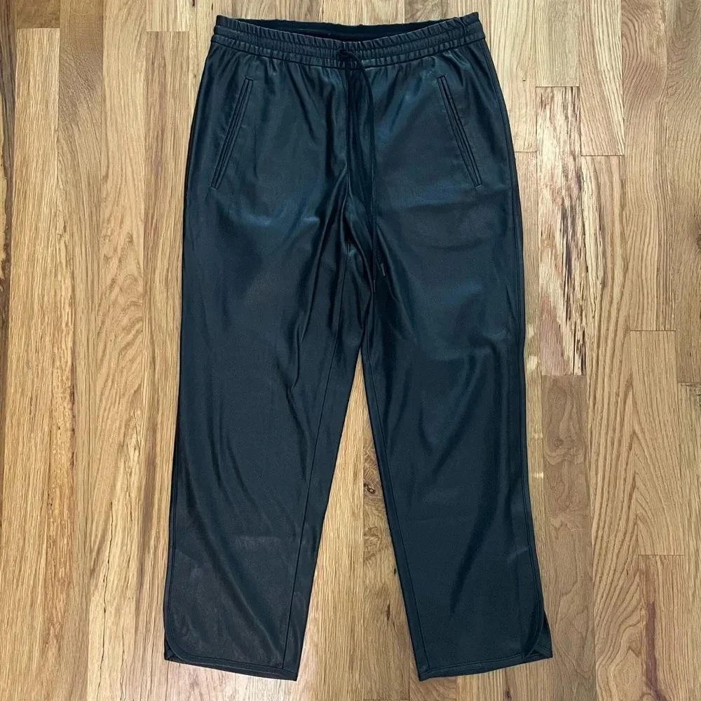 BCBG MAXAZRIA Vegan Faux Leather Black Cropped Pants Size XS